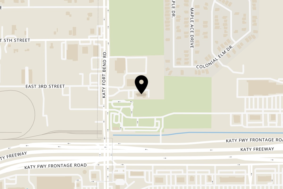 Map showing the location of Clutch City Cluckers Katy on 1050 Katy Fort Bend Rd in Katy
